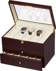 Auer Accessories Gaia 425DB Uhrenbox für 25 Uhren Dunkles Wurzelholz - 1