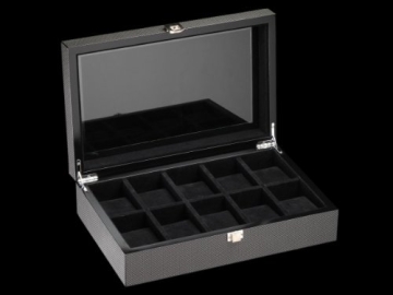 DeTomaso Trend Uhrenbox Carbon schwarz für 10 Uhren W-053-S - 5