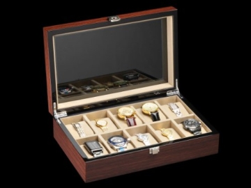DeTomaso Trend Uhrenbox Mahagoni braun für 10 Uhren W-053-B - 4