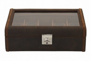 Friedrich|23 Uhrenkasten Cubano Leder braun für 8 Uhren 29 x 19 x 9 5 cm 27022-3 - 2