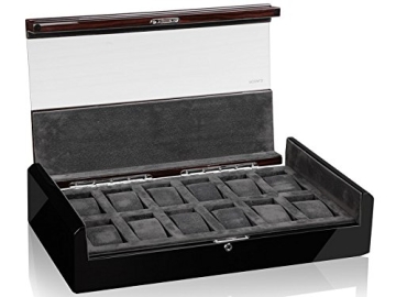 MODALO Imperia Uhrenbox für 12 Uhren MODELL 2014 schwarz/ makassar - 3