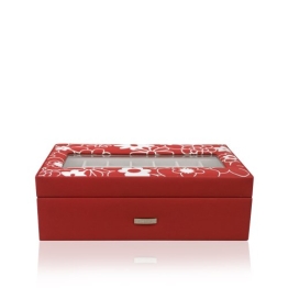 Windrose Charming Schmuckkoffer Charmbox mit Hubfach und Sichtfenster 1 flowers red - 1